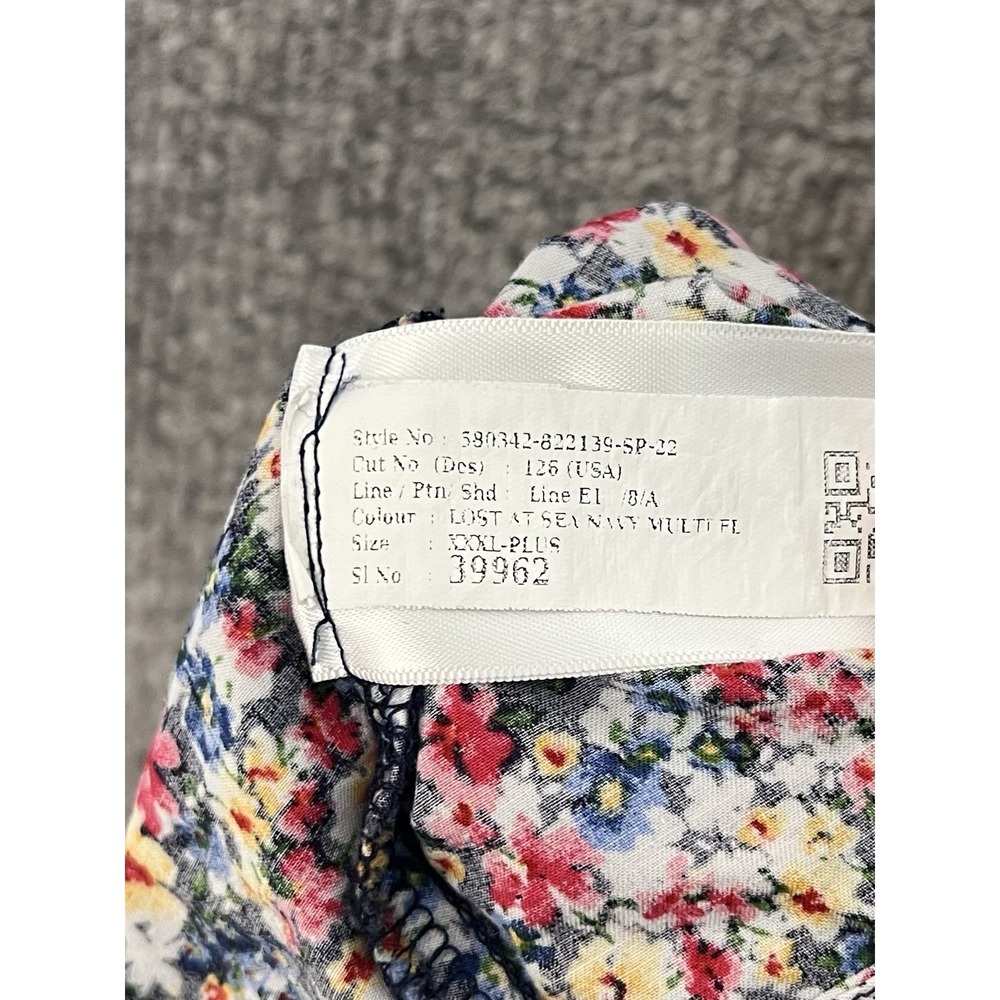 Old Navy Ditsy Floral Top Womens Size 3X Red Blue Yellow Short Puff Sleeve BOHO - Picture 5 of 9